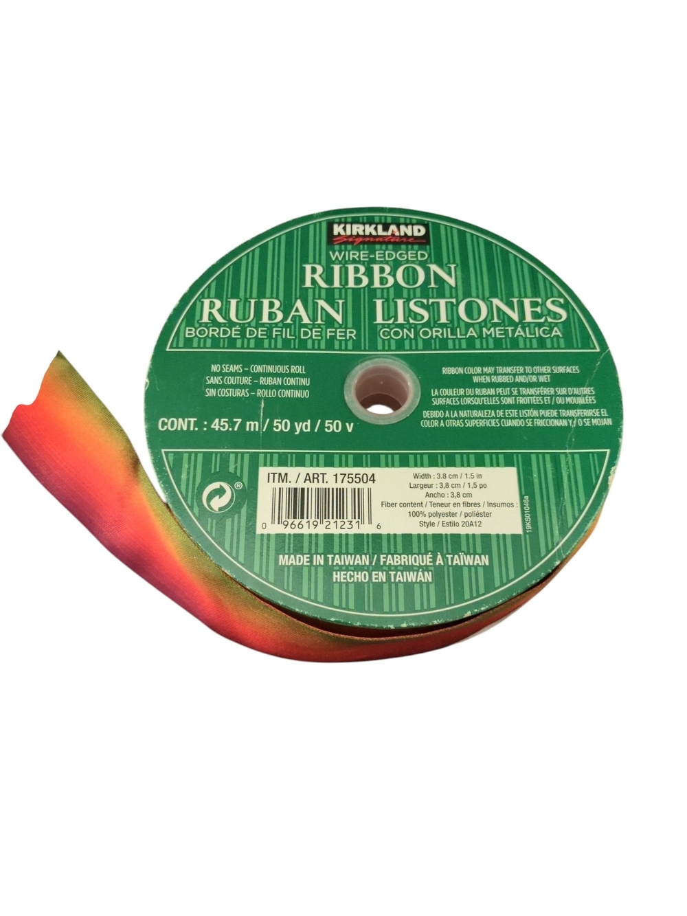 Kirkland Signature Gradient Wired Ribbon - Red to Orange to Green